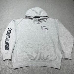 Quiksilver Heather Grey Hoodie Sweater Gray Mens Sweatshirt Fits‎ Medium Y2K